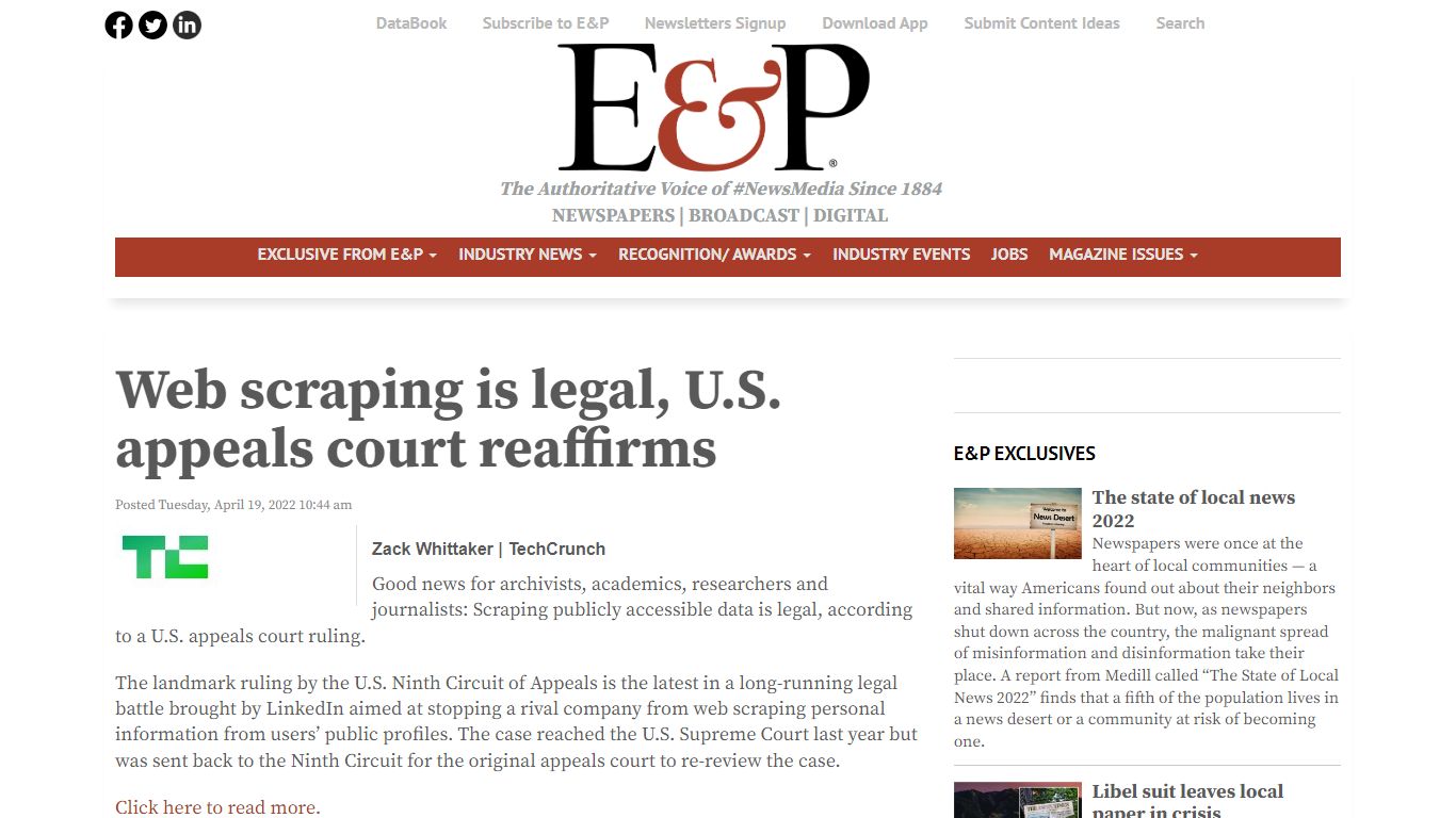 Web scraping is legal, U.S. appeals court reaffirms